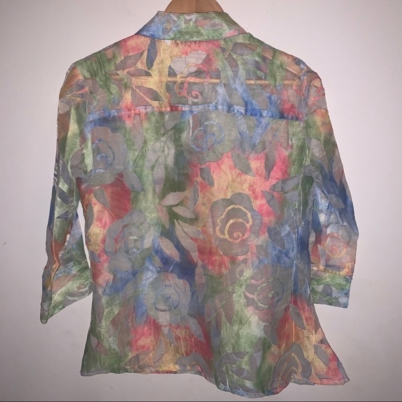 Pastel Floral Button Up Blouse - Picture 7 of 8